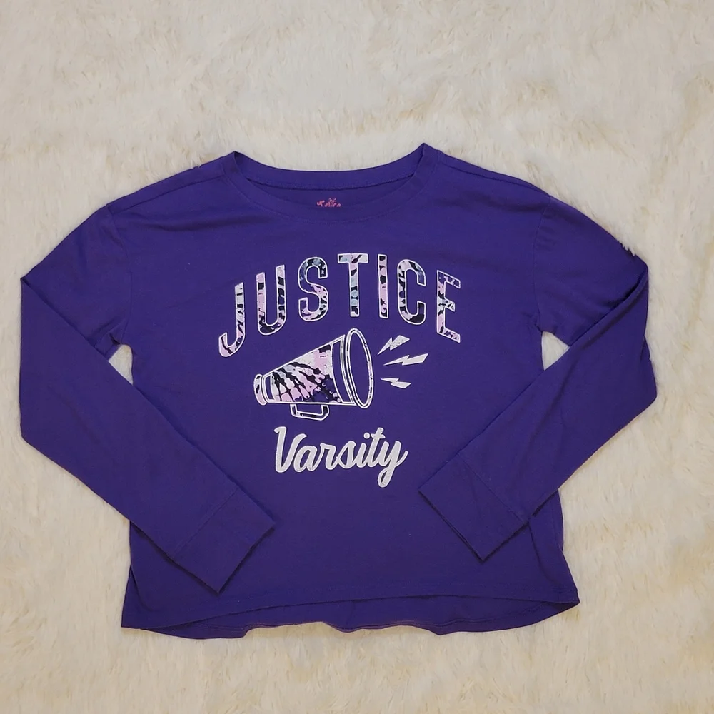 Justice Cheer Purple Long Sleeve Tops Girls Size 10